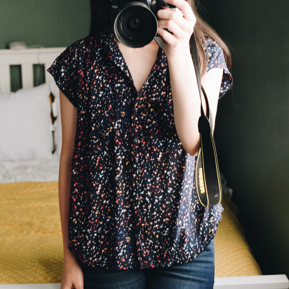 ANTHROPOLOGIE Maeve Paint Splatter Button Up Shirt